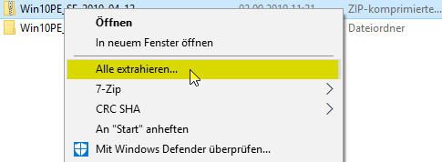 step1 WindowsPE Entpacken