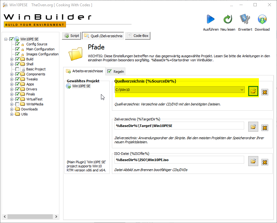 step5 WindowsPE Builder Quelldaten